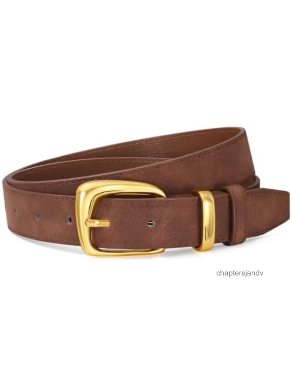 Women's Suede Leather Belt Vintage Gold Buckle Waist Belt for Dresses Jeans